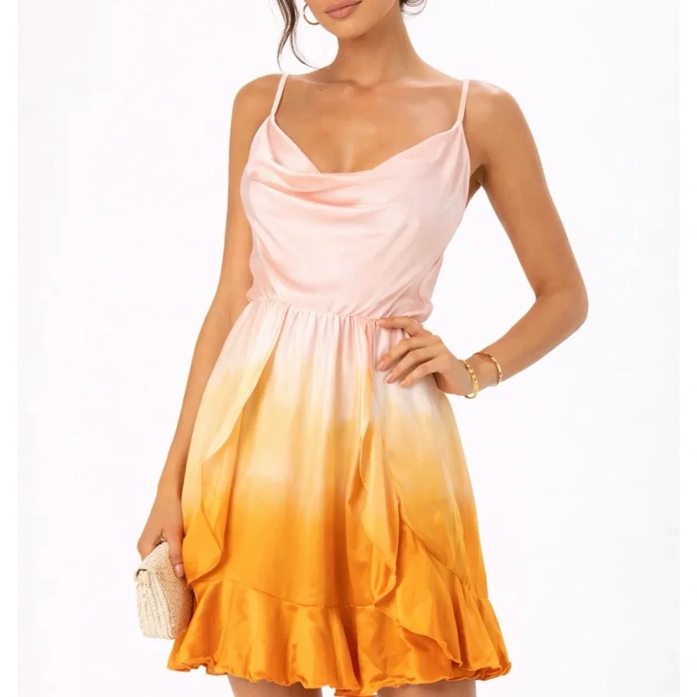 Tiare Hawaii 100% silk Aura Sunset Ombre Mini vacation Dress - Picture 1 of 4
